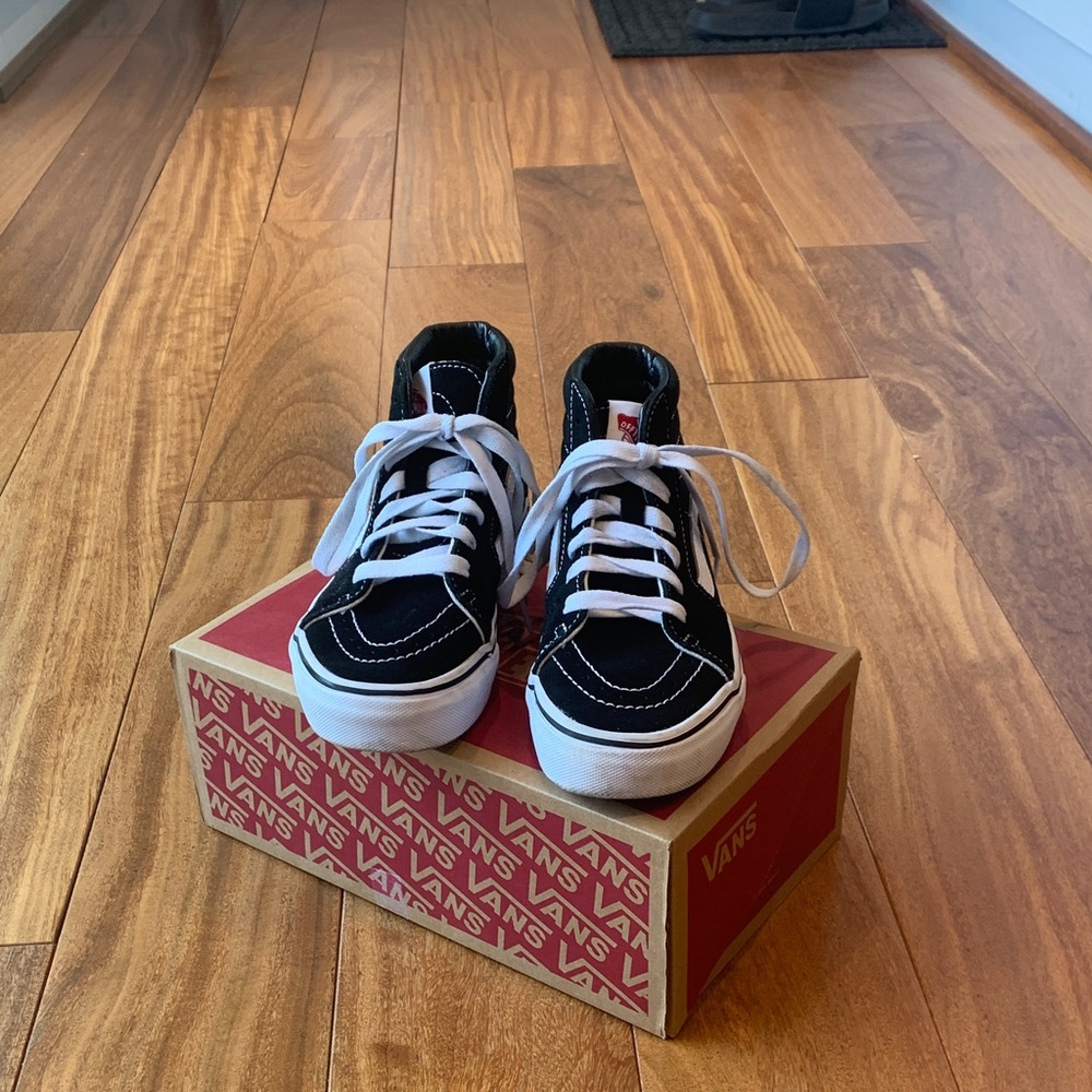 Vans Kids Black and White High-Top Sneakers
